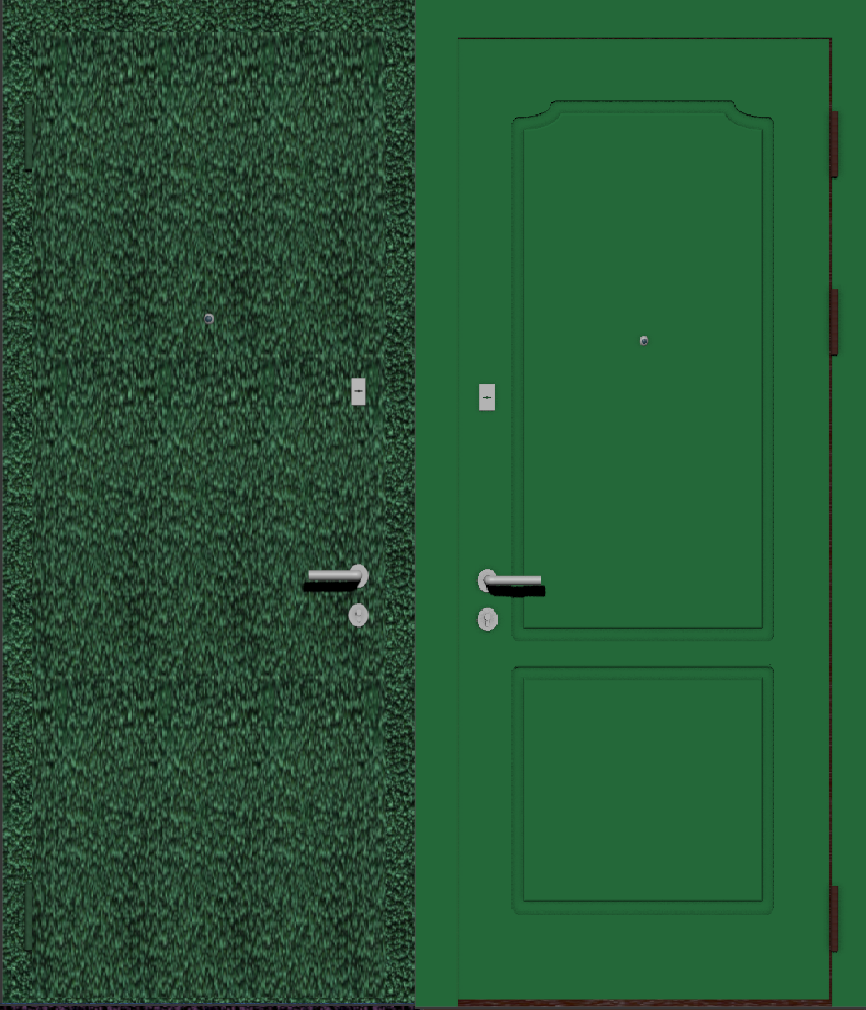 Входная стальная дверь с внутренней отделкой МДФ эмаль зеленая с рисунком серии I